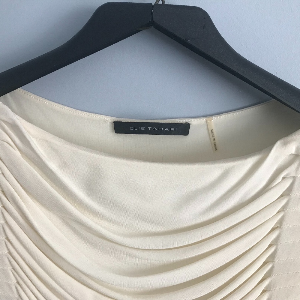 Elie Tahari draped top, cream colored, size M - Picture 3 of 4